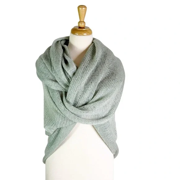 Anthropologie Pins and Needles Infinity Scarf Grey Green NWT - Picture 2 of 9